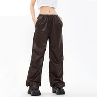 baggy simili cuir marron