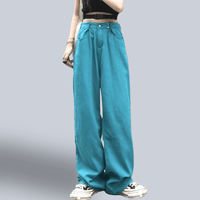 pantalon baggy femme bleu