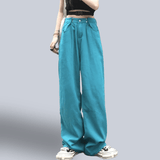 pantalon baggy femme bleu